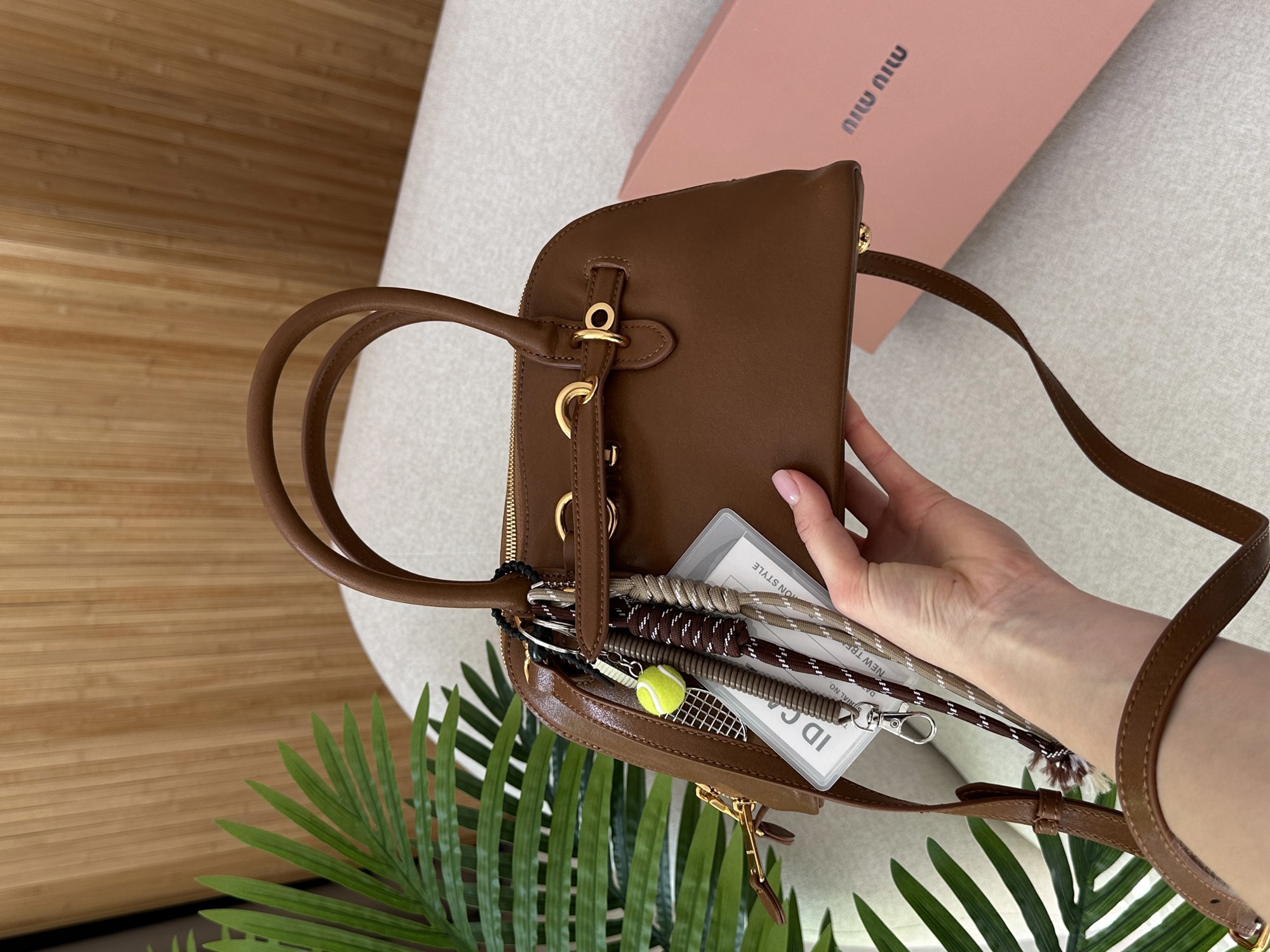 Miu Miu Aventure Nappa Leather Top-Handle Bag Brown - 10