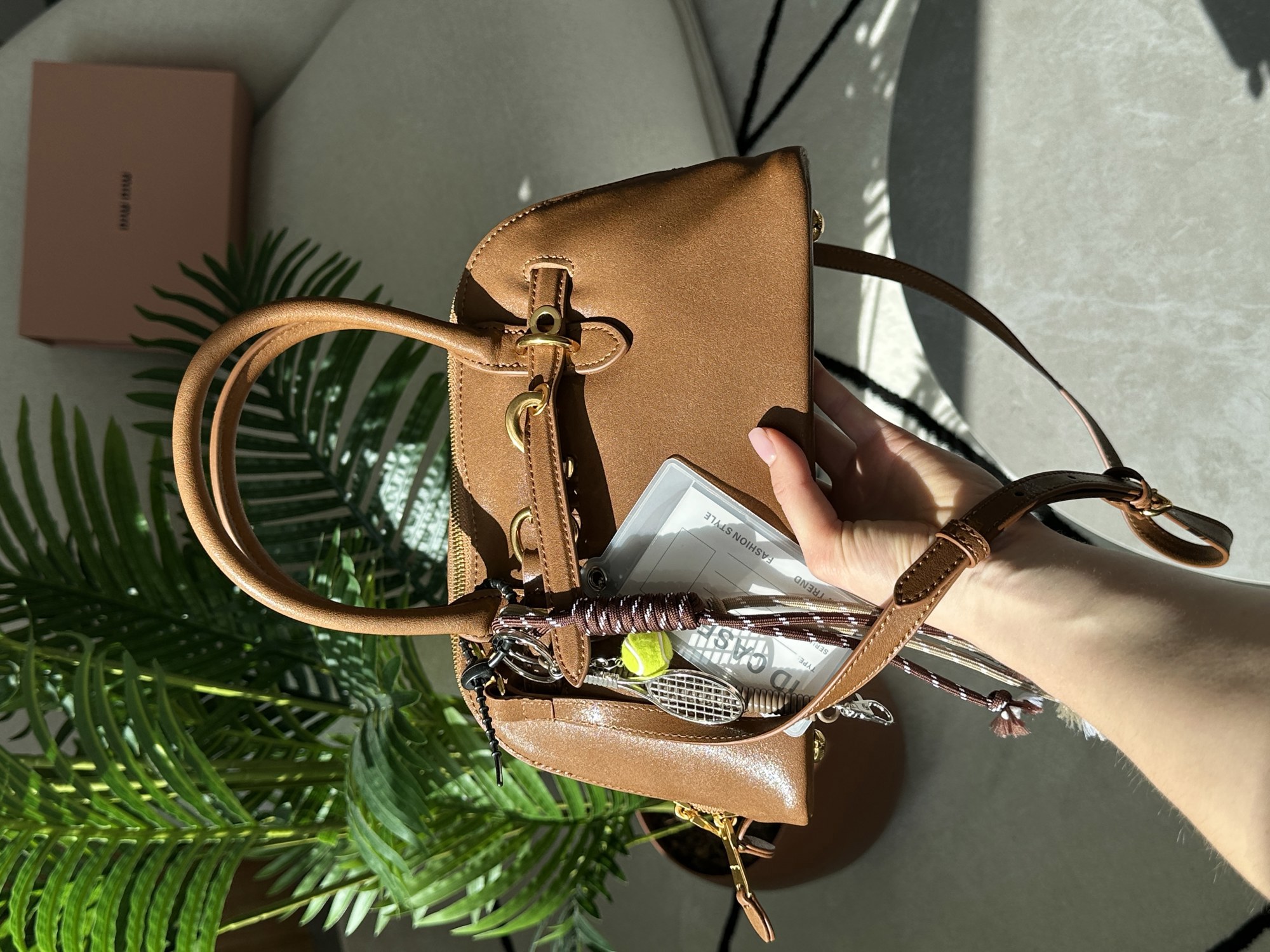 Miu Miu Aventure Nappa Leather Top-Handle Bag Brown - 11