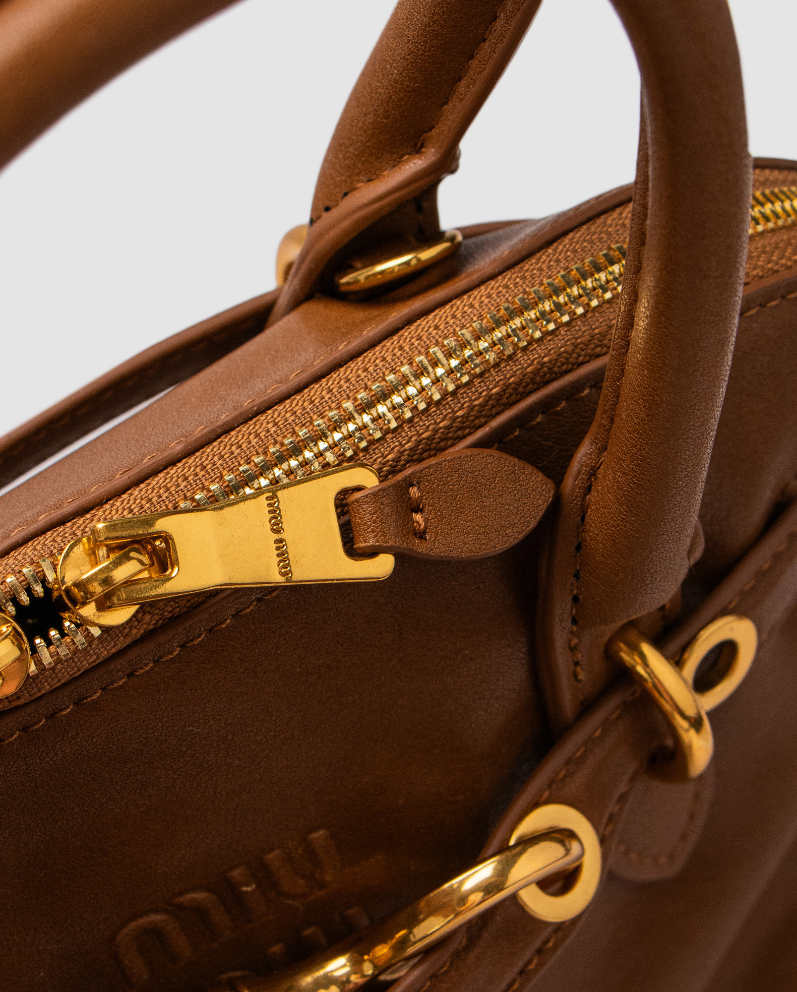 Miu Miu Aventure Nappa Leather Top-Handle Bag Brown - 5