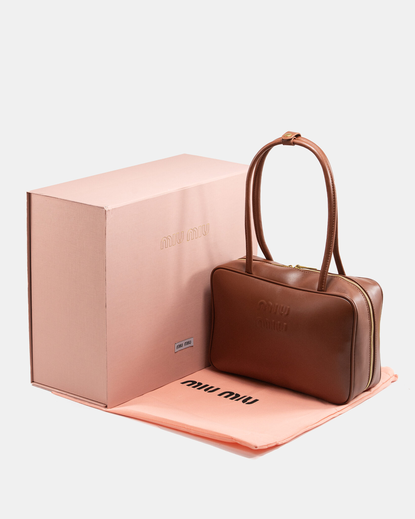 Miu Miu Beau Leather Bag Brown - 2