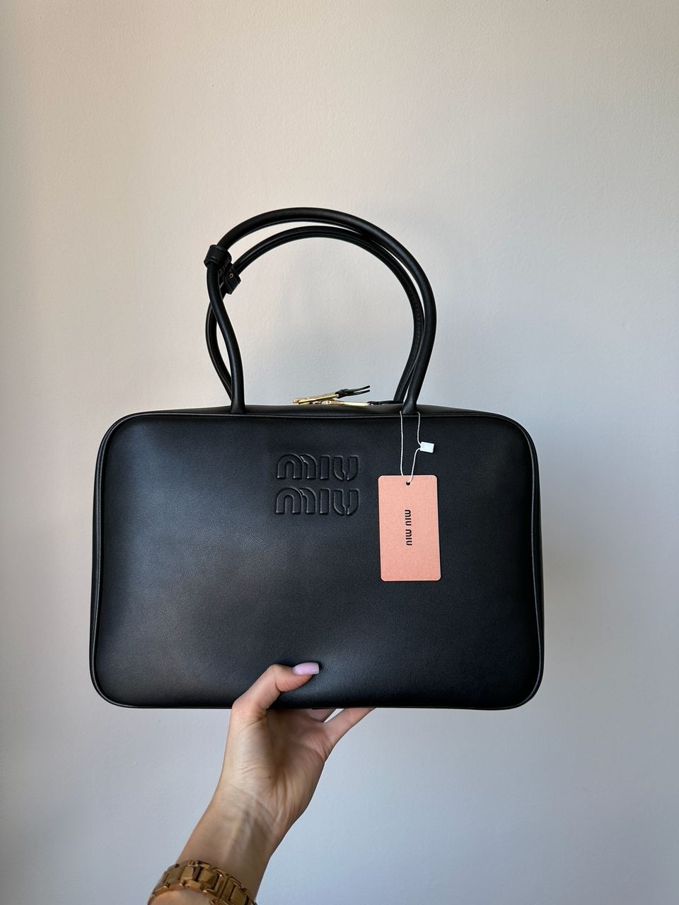 Miu Miu Black Leather Beau Top-Handle Bag - 3
