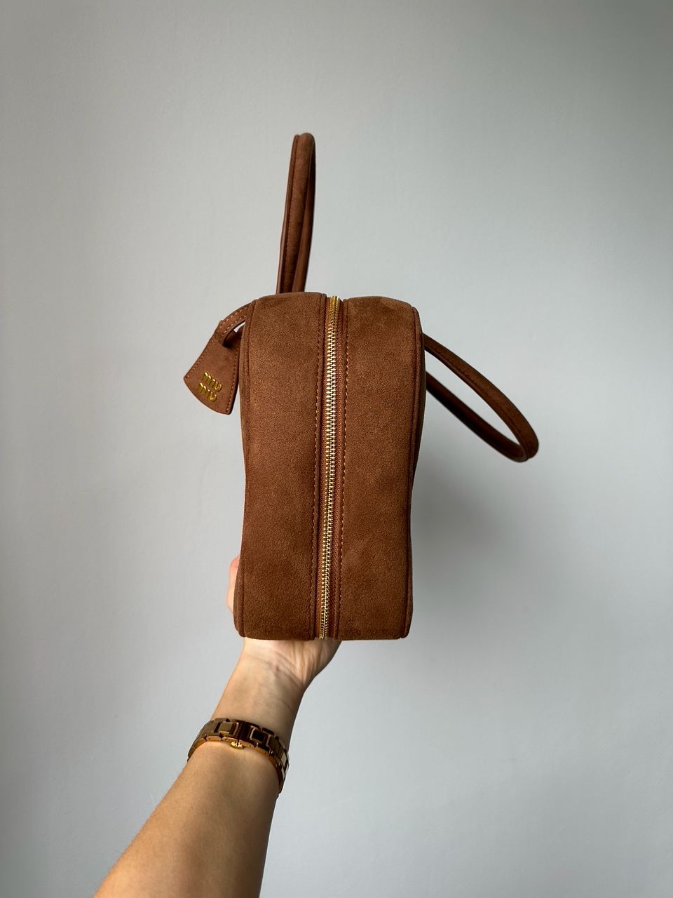 Miu Miu Brown Textile Beau Top-Handle Bag - 5