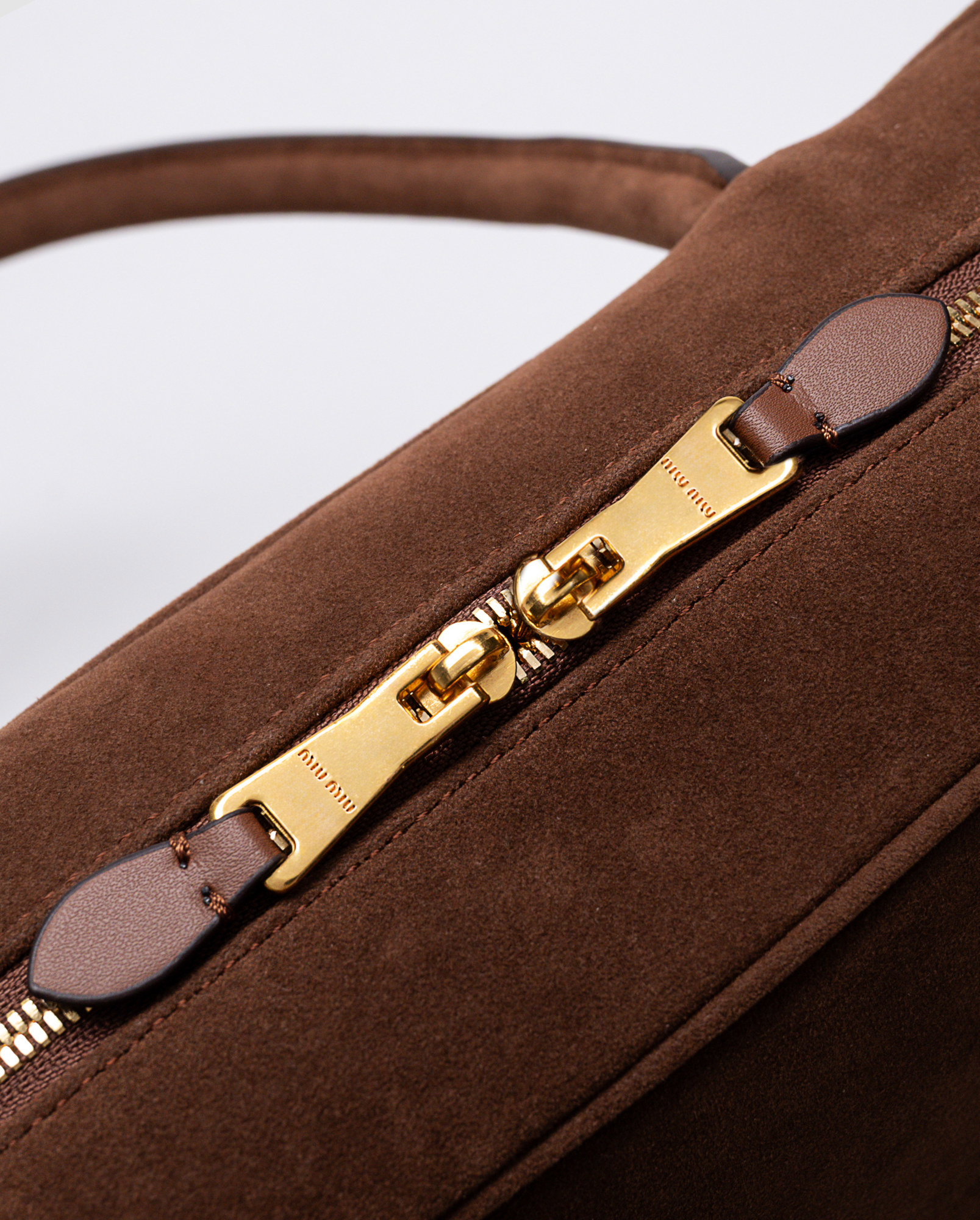 Miu Miu Chocolate Suede Beau Top-Handle Bag - 4