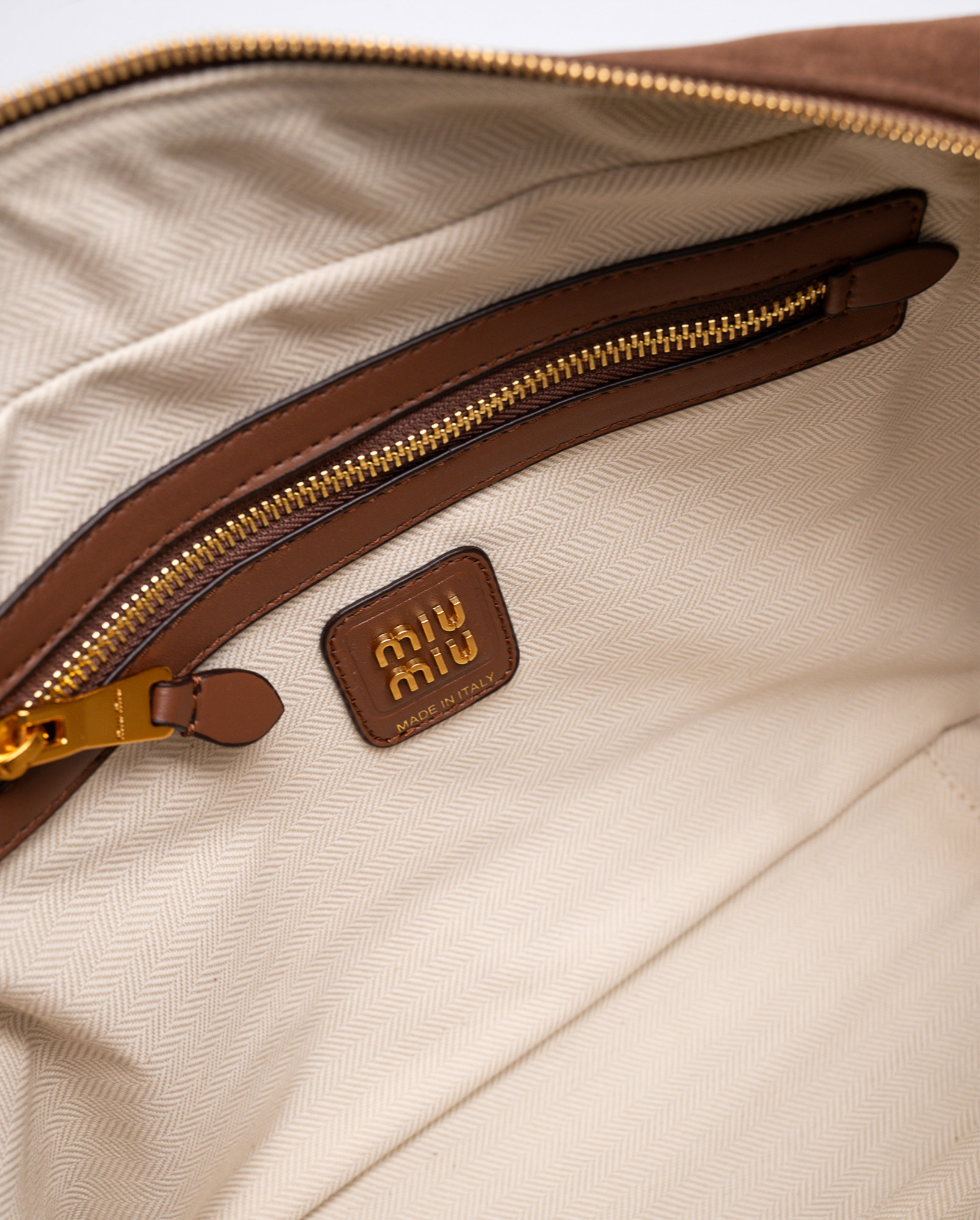 Miu Miu Chocolate Suede Beau Top-Handle Bag - 5