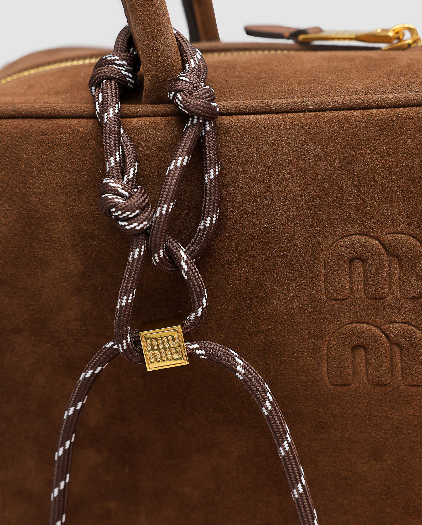 Miu Miu Chocolate Suede Beau Top-Handle Bag - 3