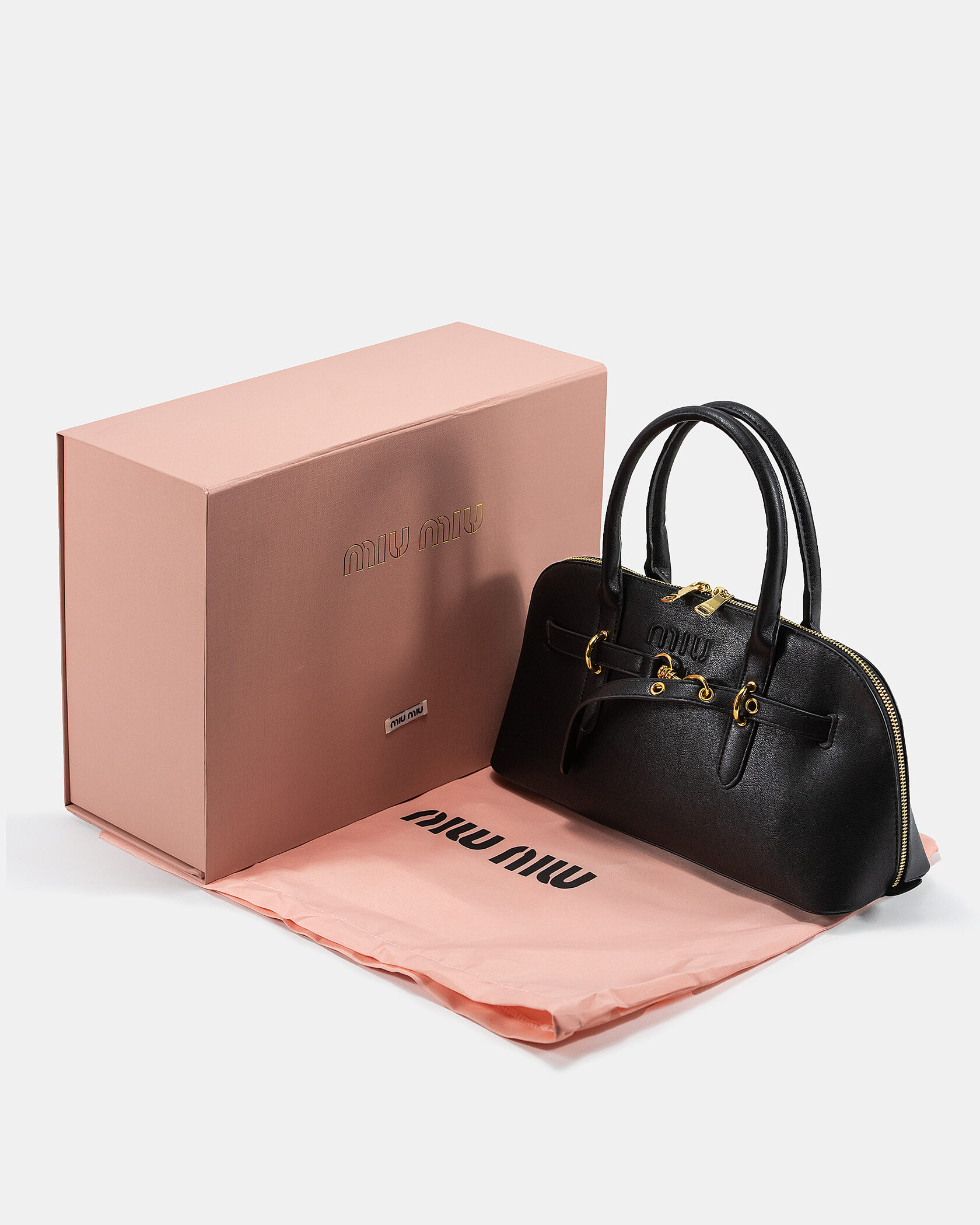 Miu Miu Classic Leather Bowler Bag Black - 2