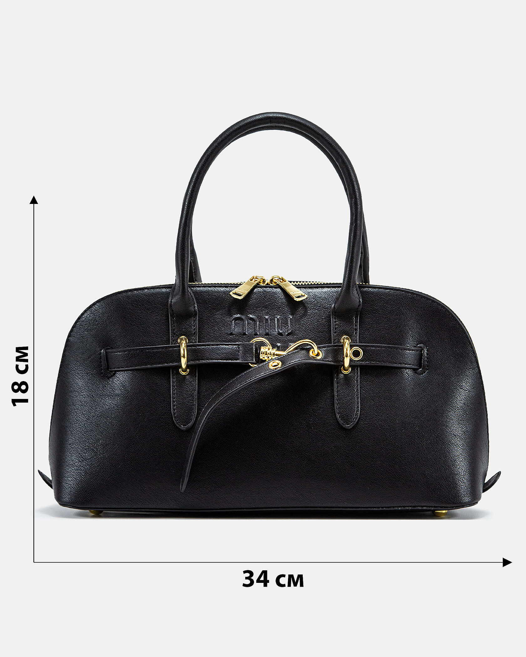 Miu Miu Classic Leather Bowler Bag Black - 3