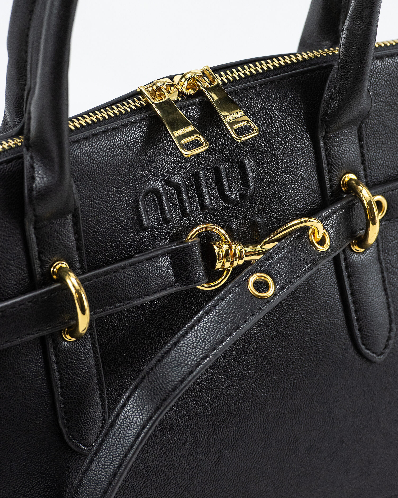 Miu Miu Classic Leather Bowler Bag Black - 5