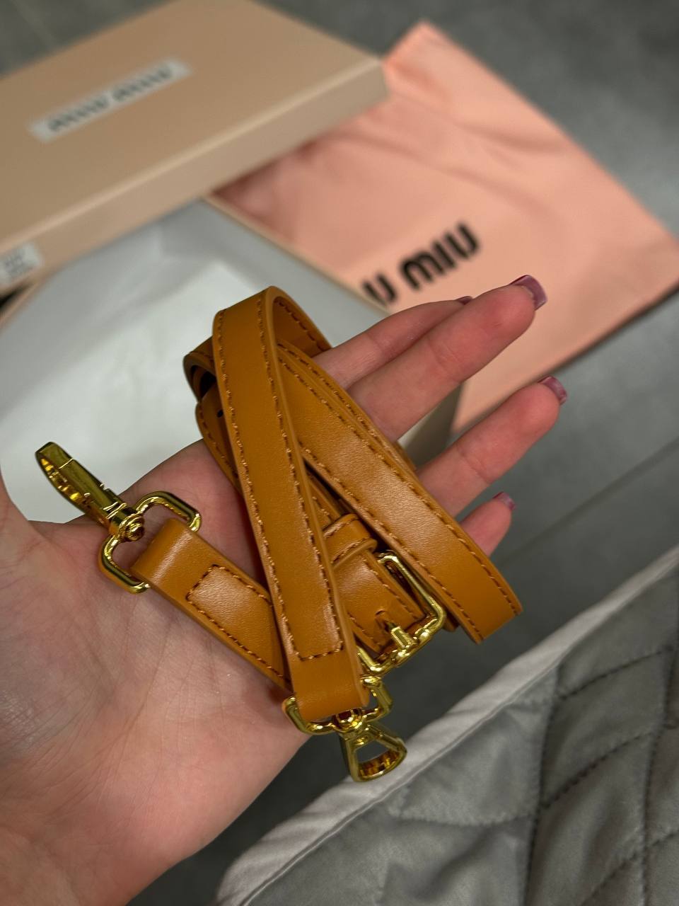 Miu Miu Half-Moon Leather Handbag Brown - 5