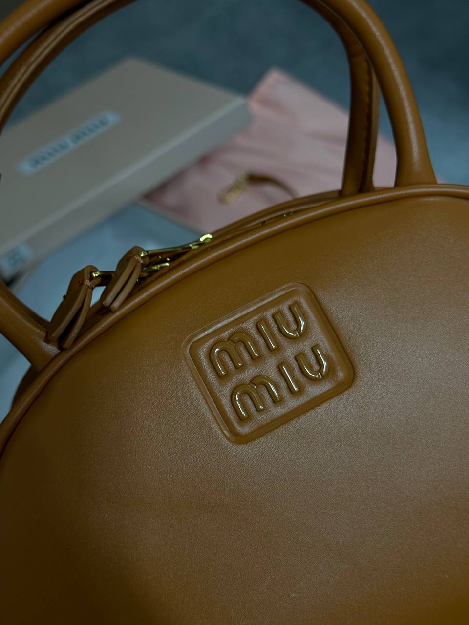 Miu Miu Half-Moon Leather Handbag Brown - 6