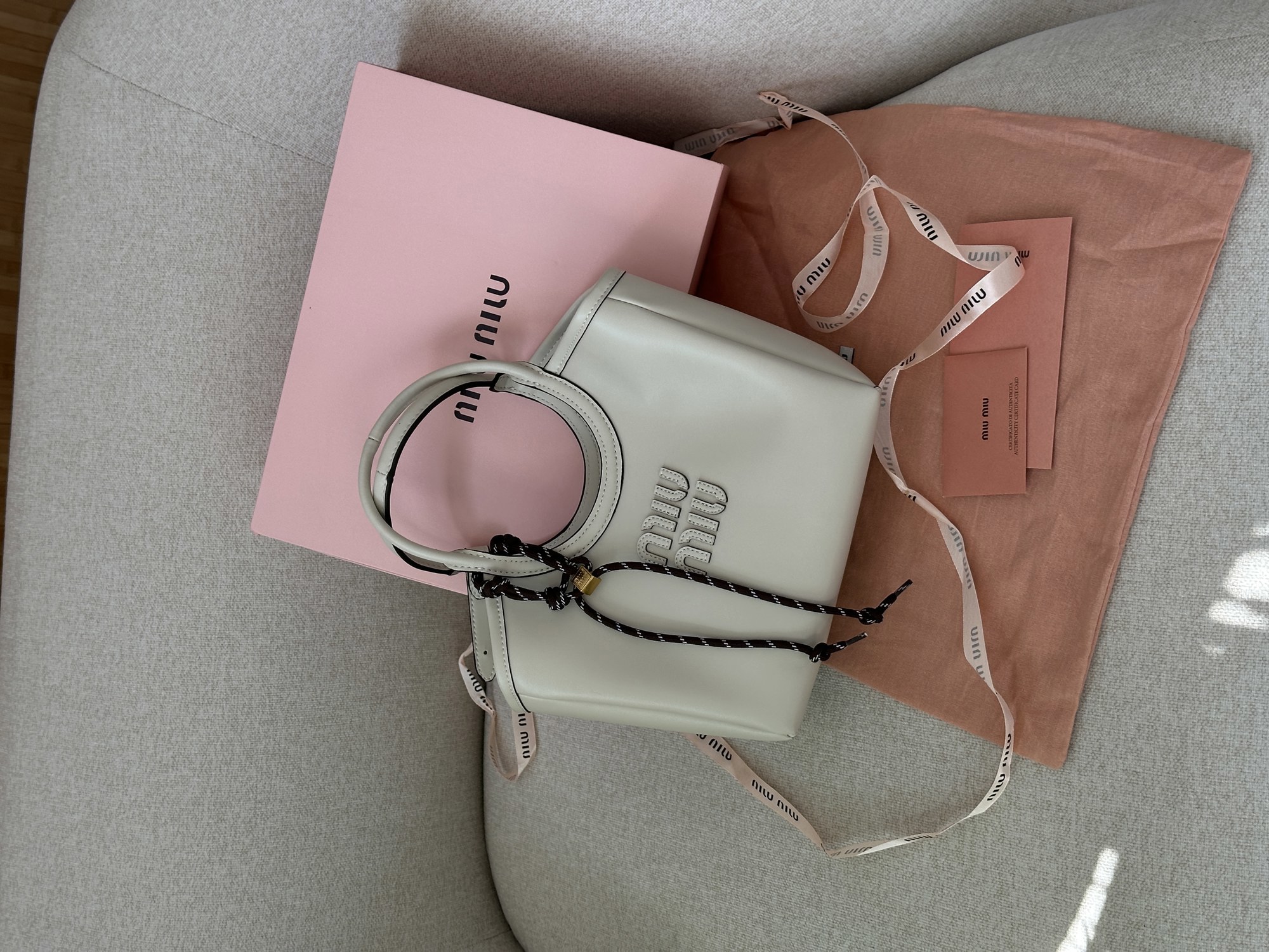 Miu Miu Ivy Leather Bag White - 7