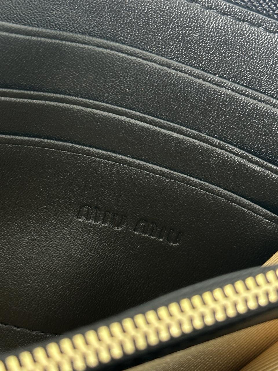 Miu Miu Large Matelassé Nappa Leather Wallet Black - 13