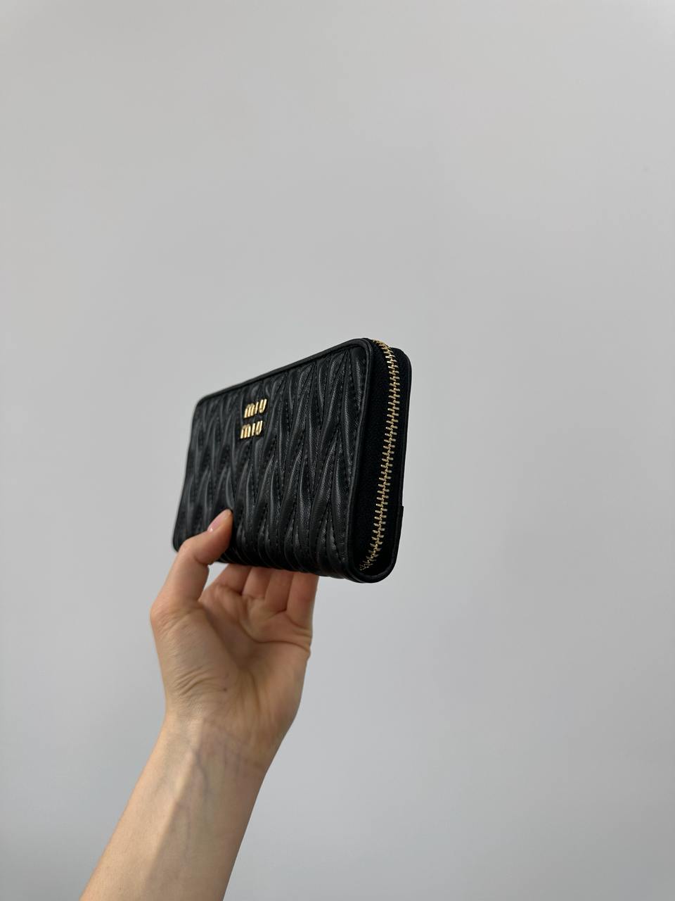 Miu Miu Large Matelassé Nappa Leather Wallet Black - 6