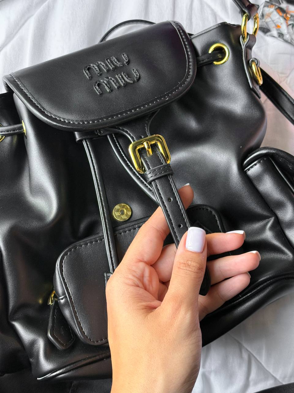 Miu Miu Leather Backpack Black - 7