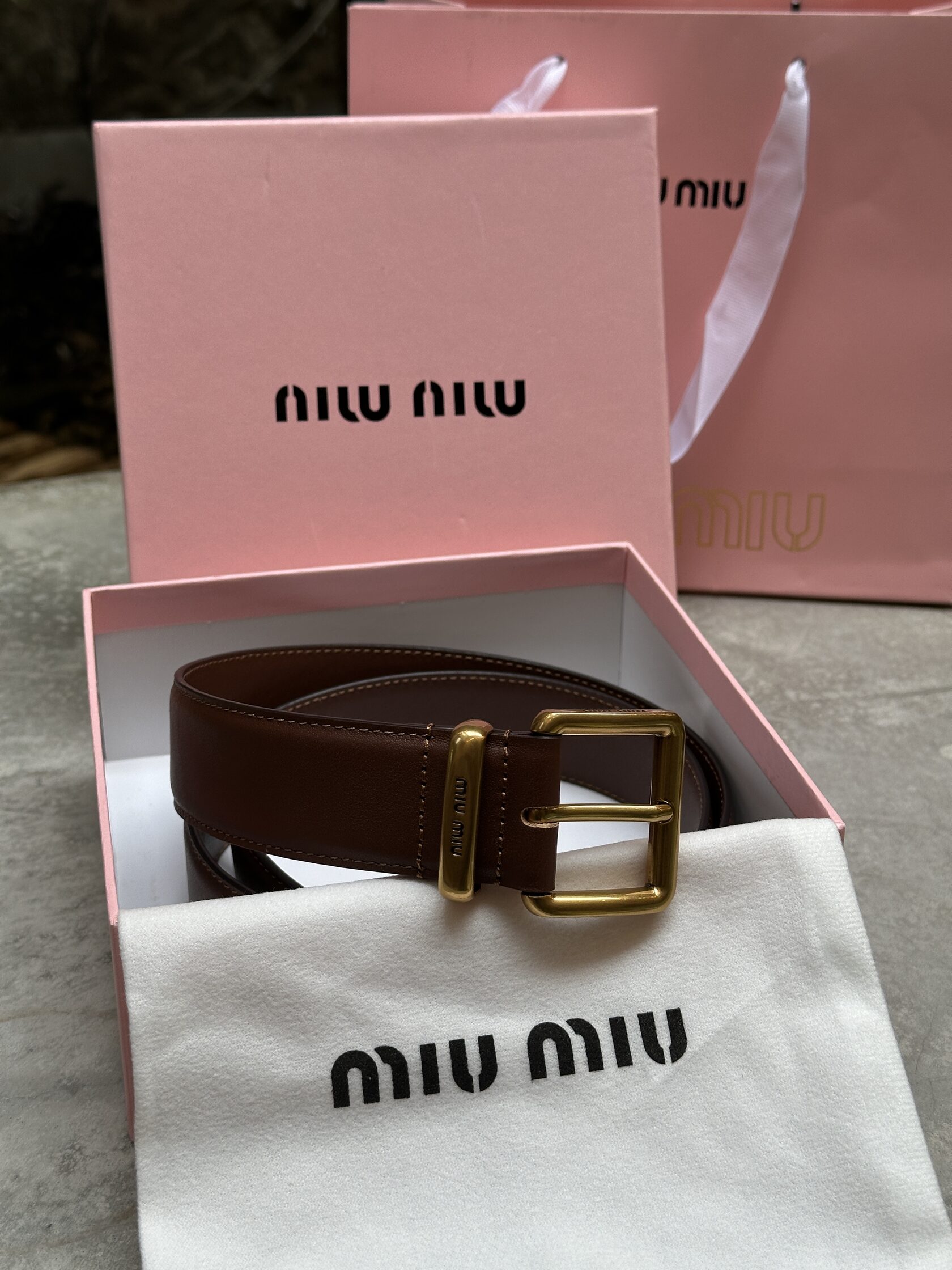 Miu Miu Leather Belt Brown - 3