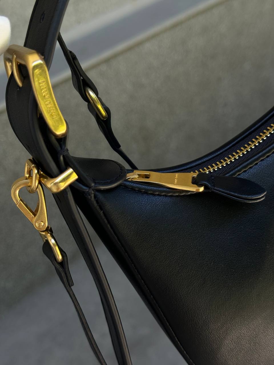 Miu Miu Leather Hobo Bag Black - 10