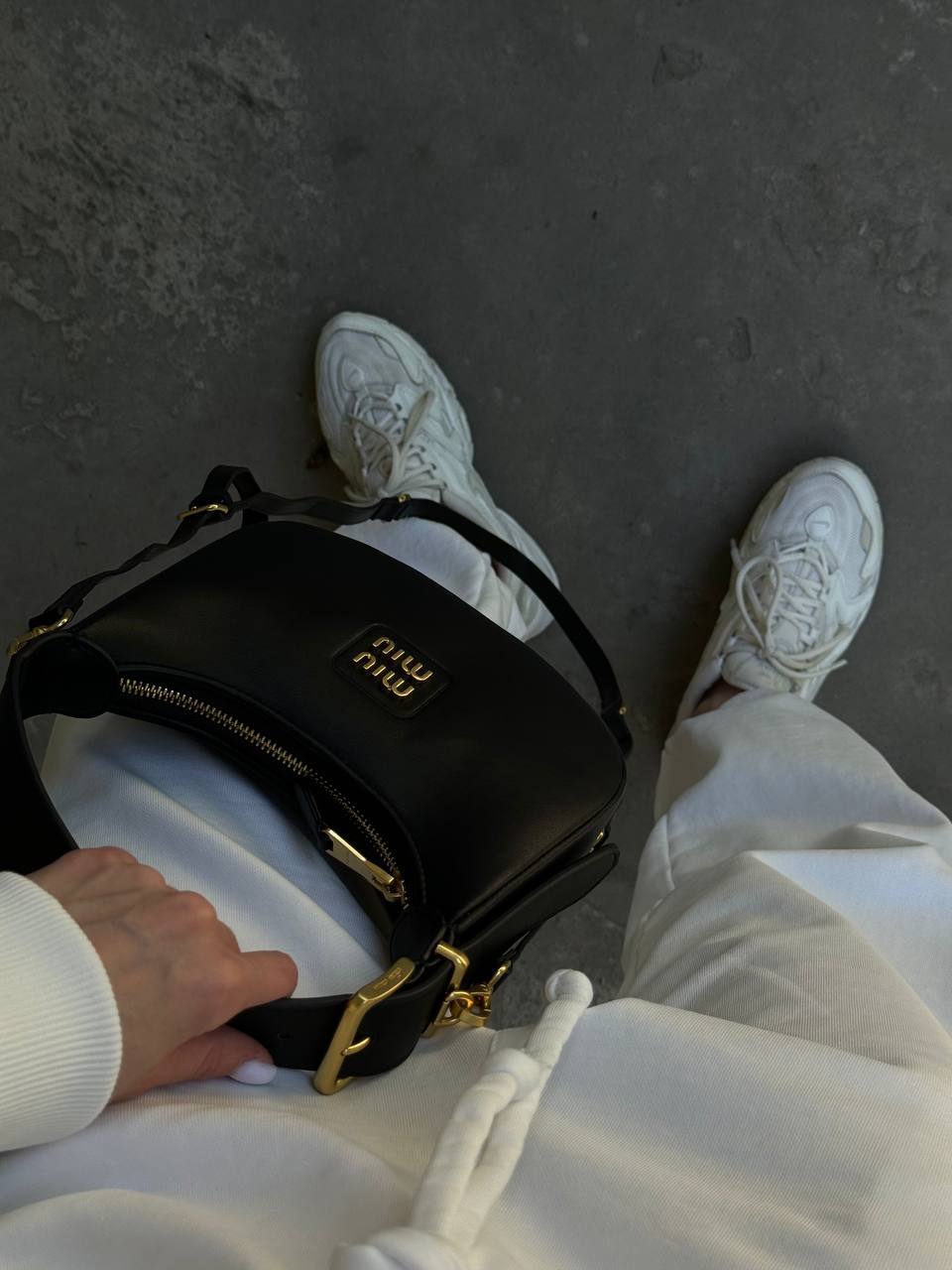 Miu Miu Leather Hobo Bag Black - 7