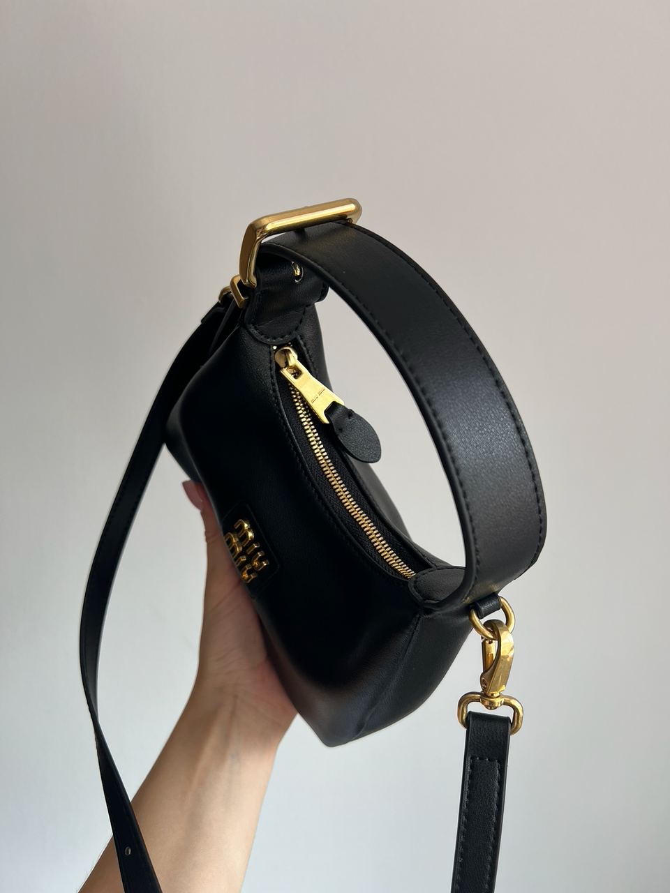 Miu Miu Leather Hobo Bag Black - 8