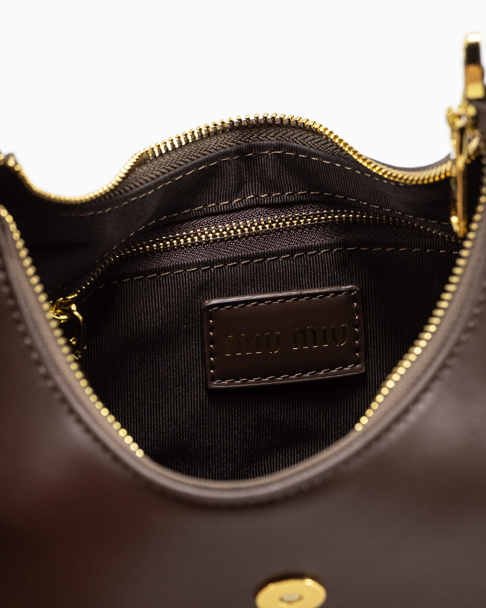 Miu Miu Leather Hobo Bag Brown - 17