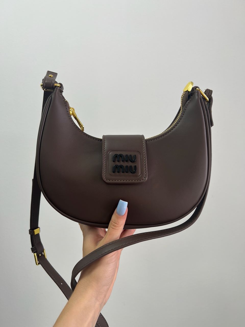 Miu Miu Leather Hobo Bag Brown - 3