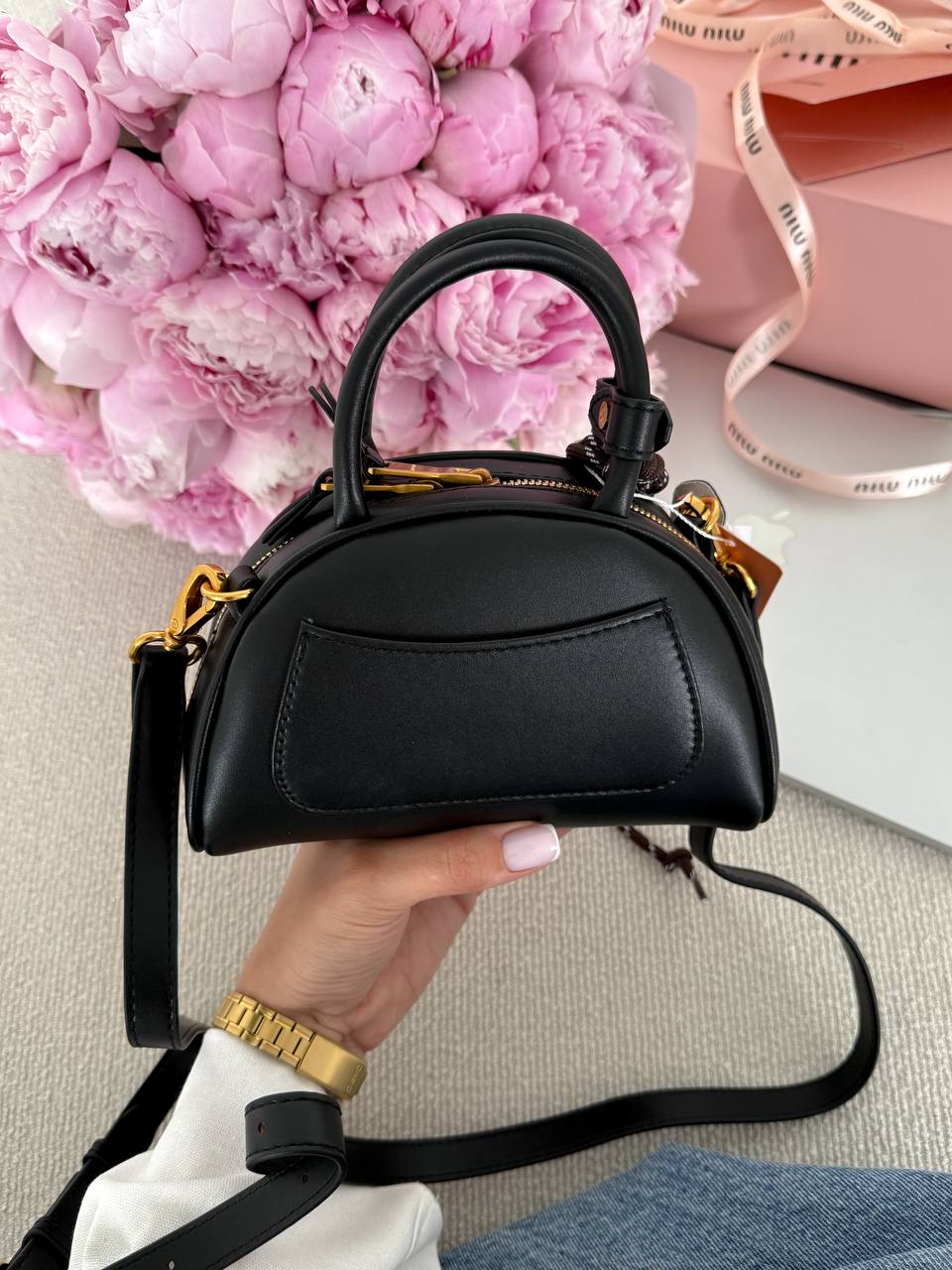 Miu Miu Leather Top-Handle Bag Black - 14
