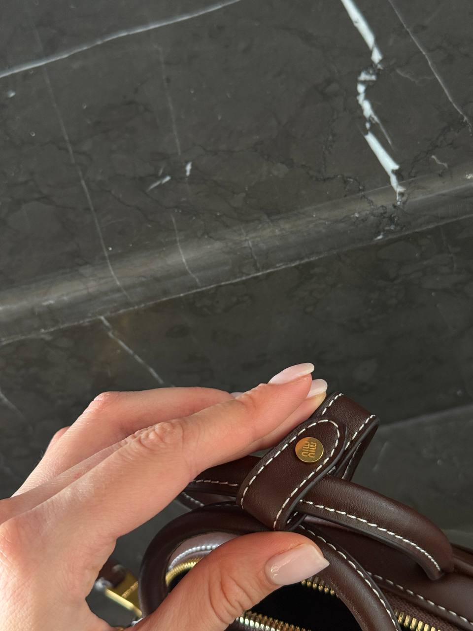 Miu Miu Leather Top-Handle Bag Brown - 12