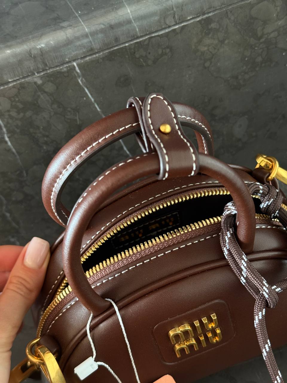 Miu Miu Leather Top-Handle Bag Brown - 13