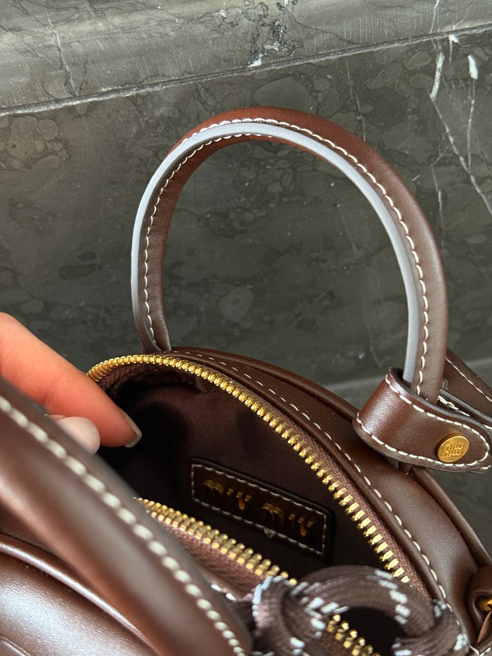 Miu Miu Leather Top-Handle Bag Brown - 14