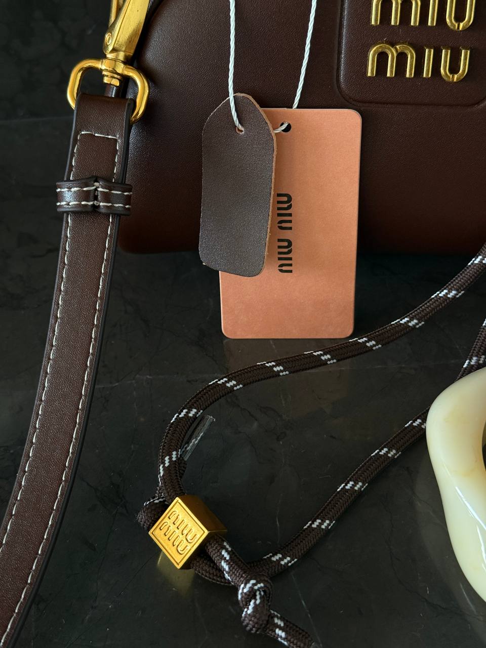 Miu Miu Leather Top-Handle Bag Brown - 8