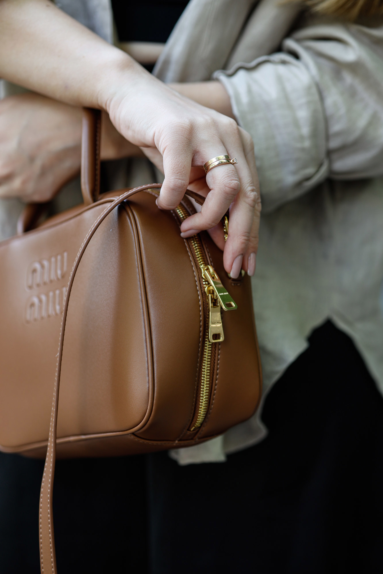Miu Miu Leather Top-Handle Bag Brown - 11
