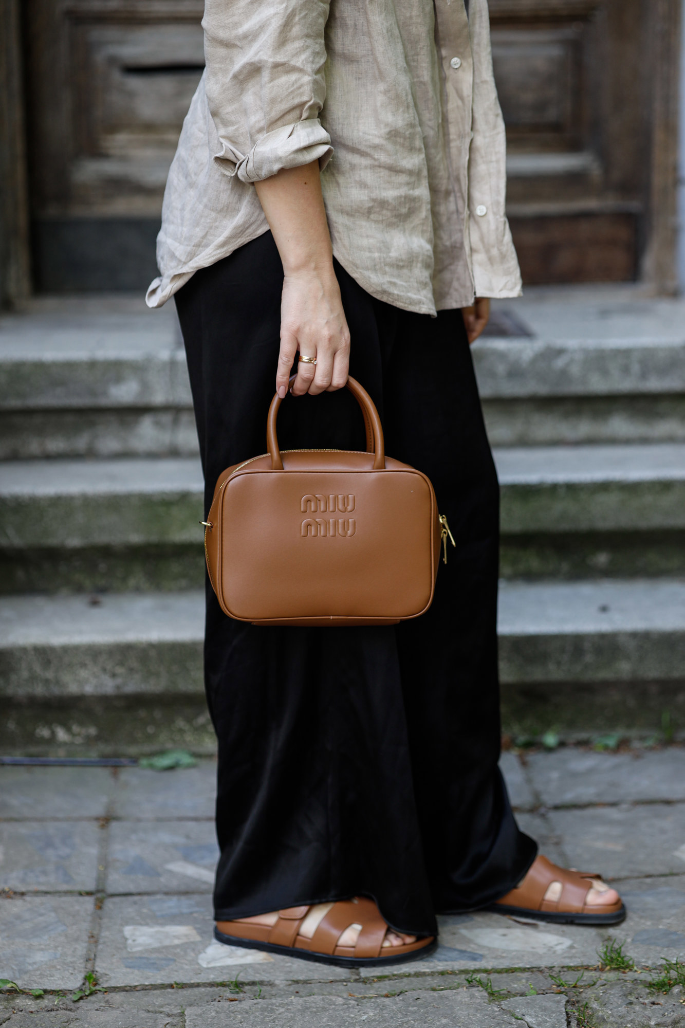 Miu Miu Leather Top-Handle Bag Brown - 8