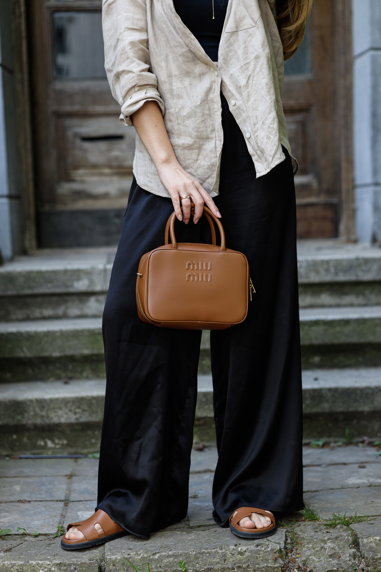 Miu Miu Leather Top-Handle Bag Brown - 9