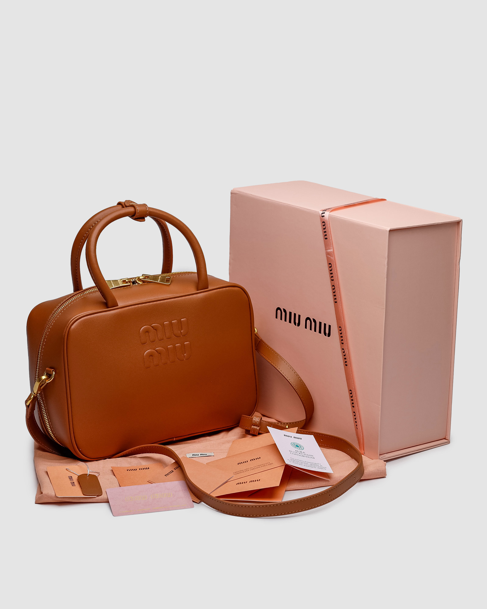 Miu Miu Leather Top-Handle Bag Brown - 5