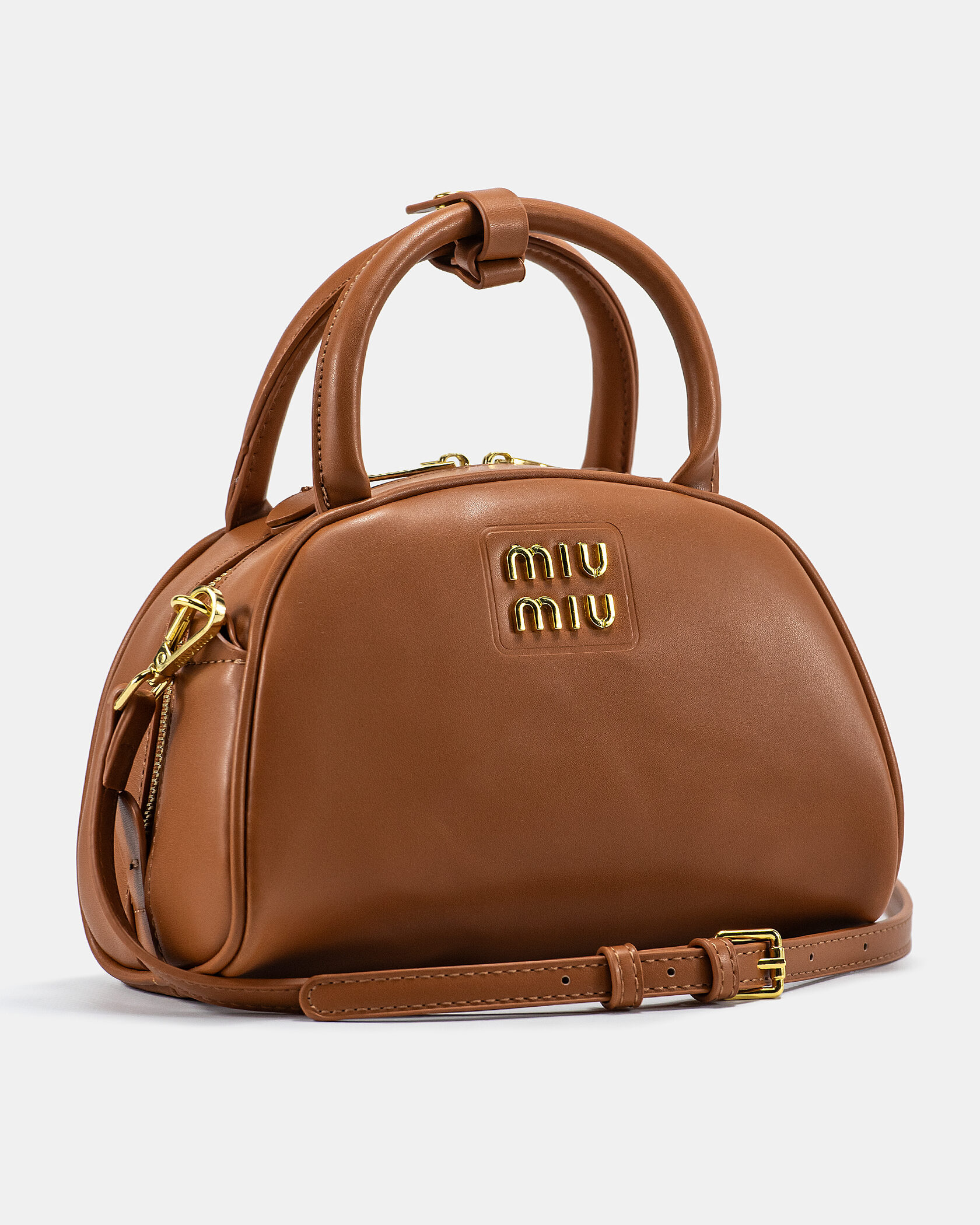 Miu Miu Leather Top Handle Bag Brown - 5