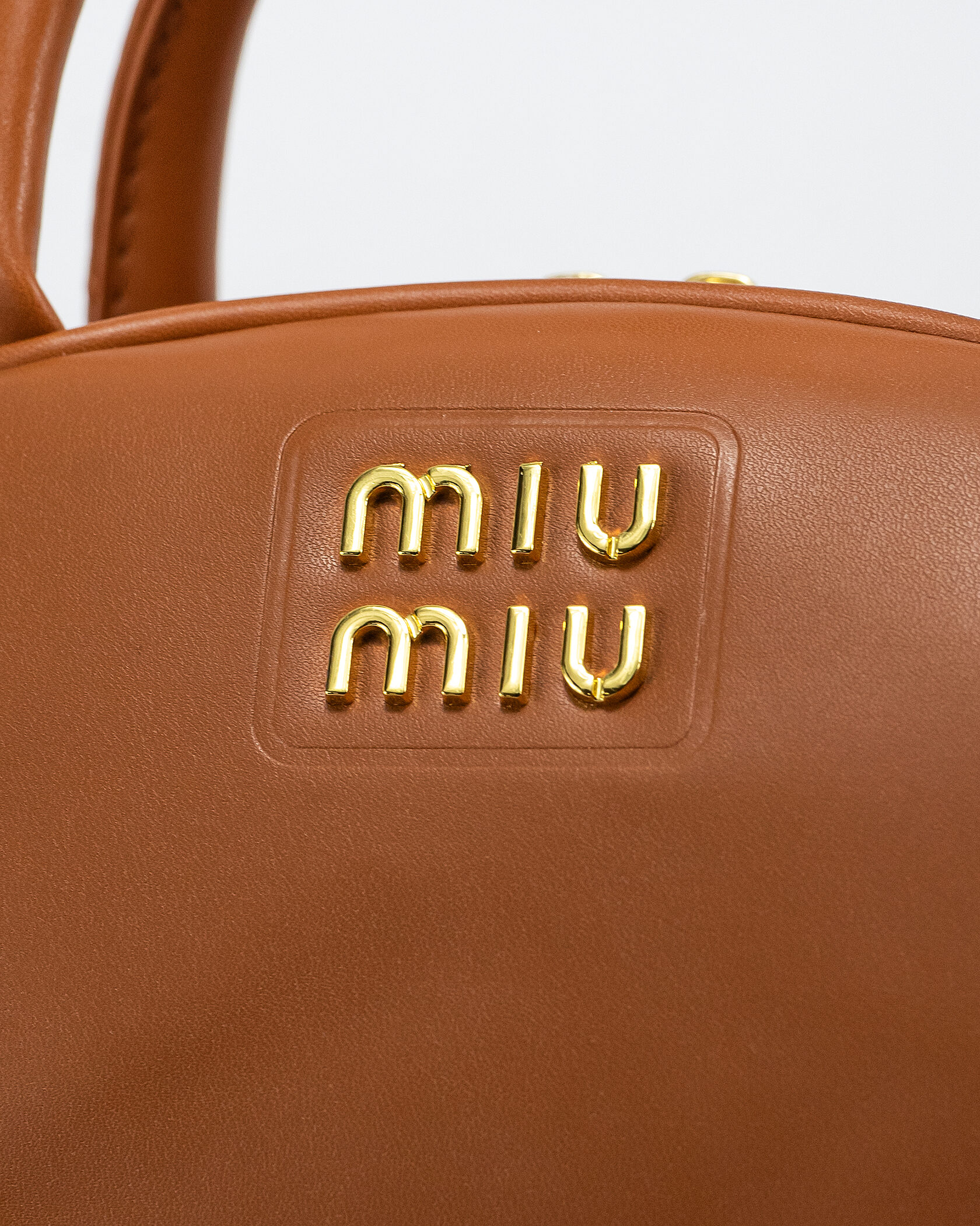 Miu Miu Leather Top Handle Bag Brown - 6
