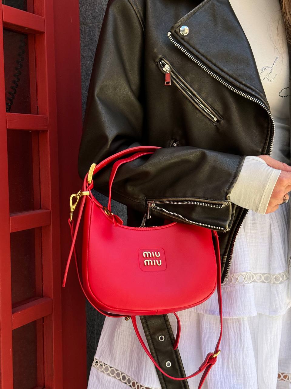 Miu Miu Leather Top-handle Bag In Red - 3
