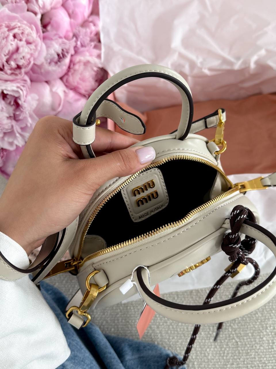Miu Miu Leather Top-Handle Bag White - 12