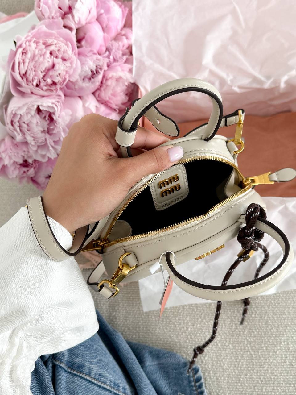 Miu Miu Leather Top-Handle Bag White - 13