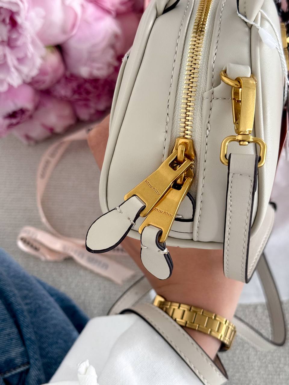 Miu Miu Leather Top-Handle Bag White - 9