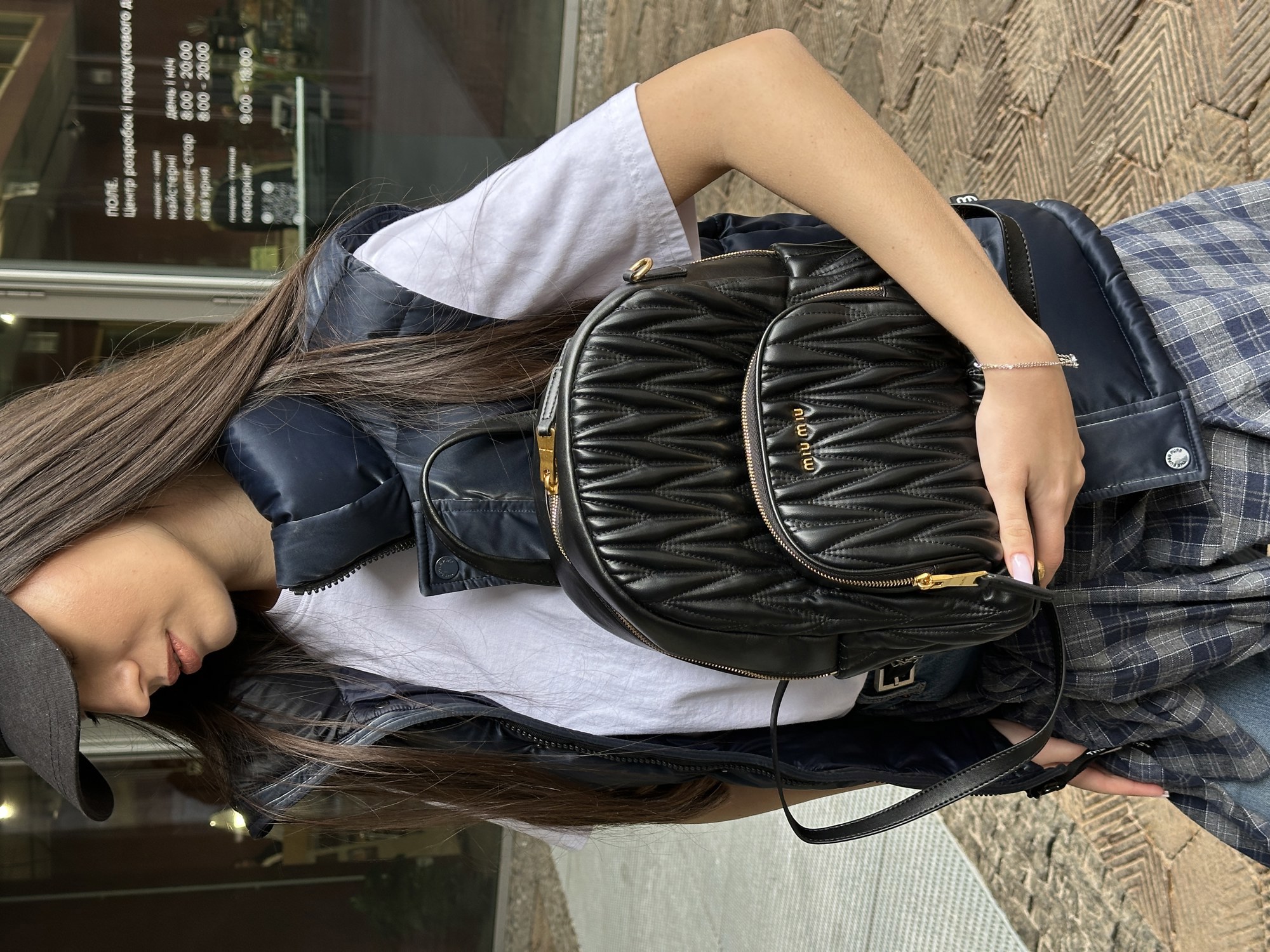 Miu Miu Matelassé Nappa Leather Backpack Black - 7