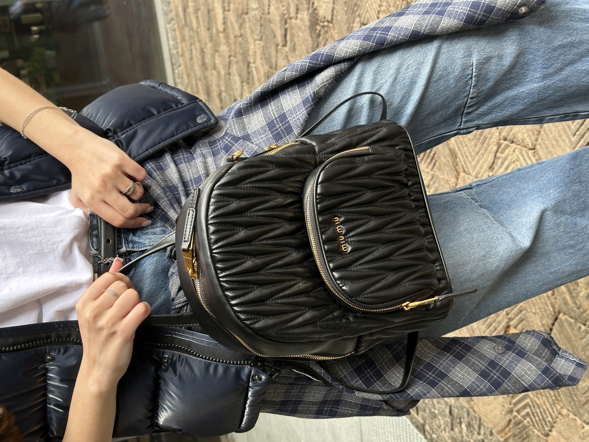 Miu Miu Matelassé Nappa Leather Backpack Black - 6