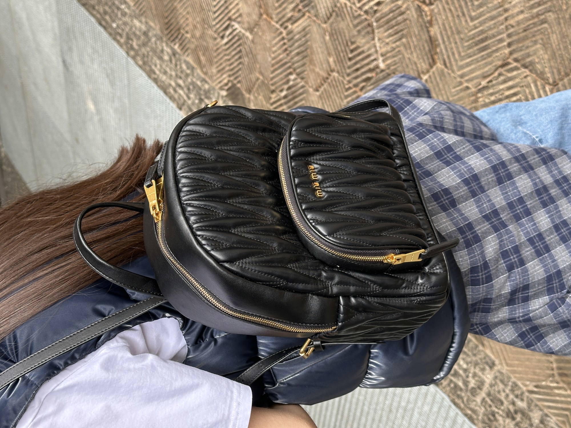 Miu Miu Matelassé Nappa Leather Backpack Black - 10