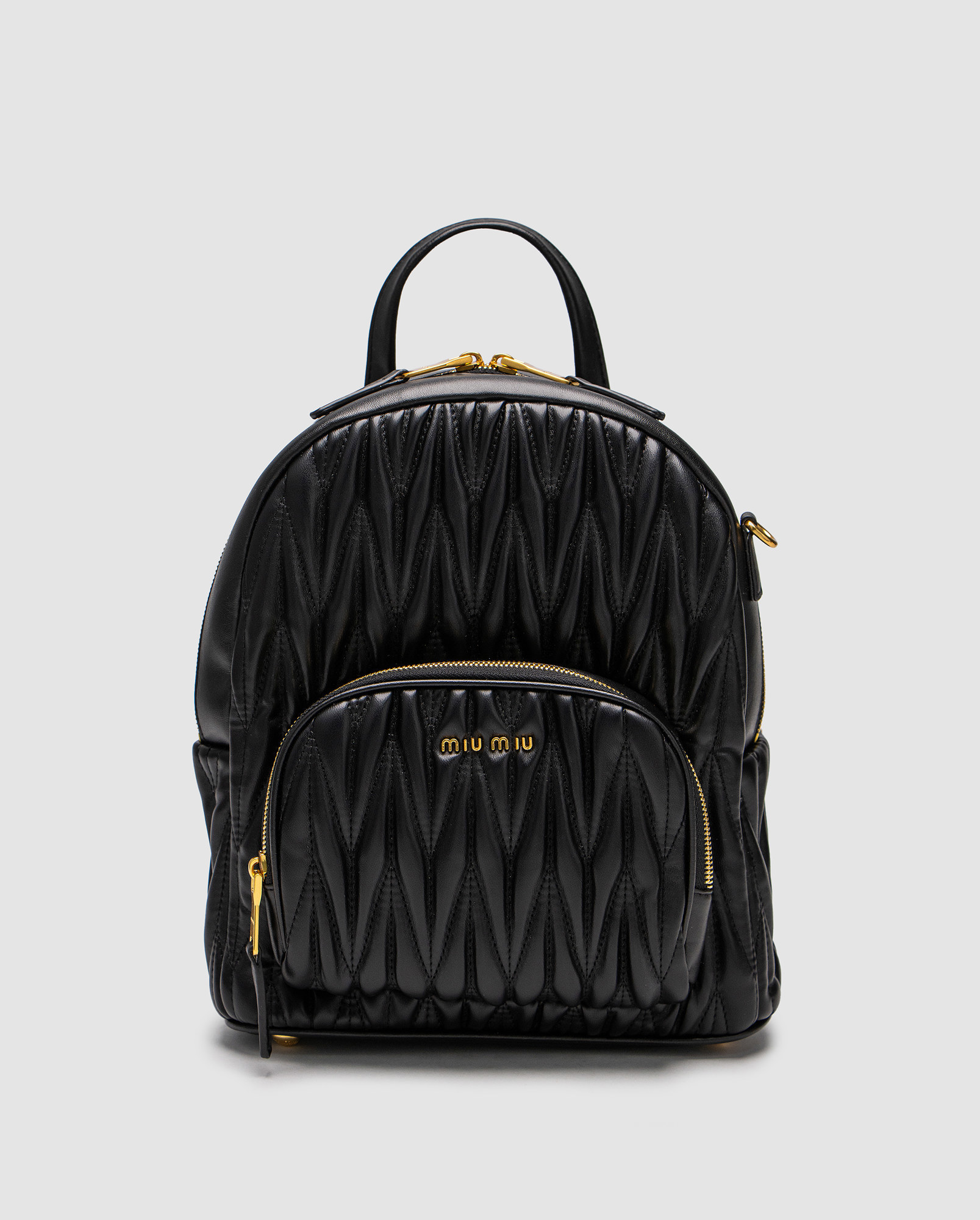 Miu Miu Matelassé Nappa Leather Backpack Black