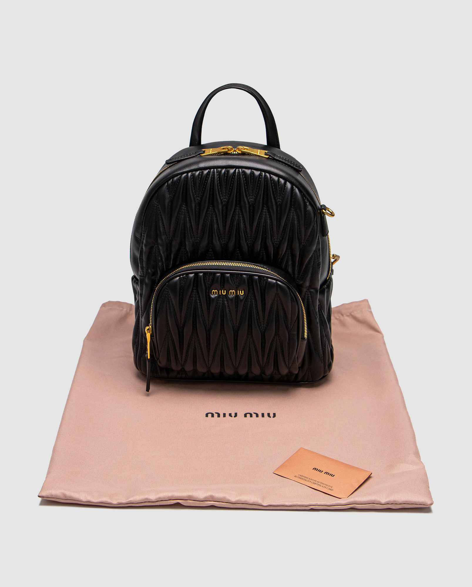 Miu Miu Matelassé Nappa Leather Backpack Black - 5