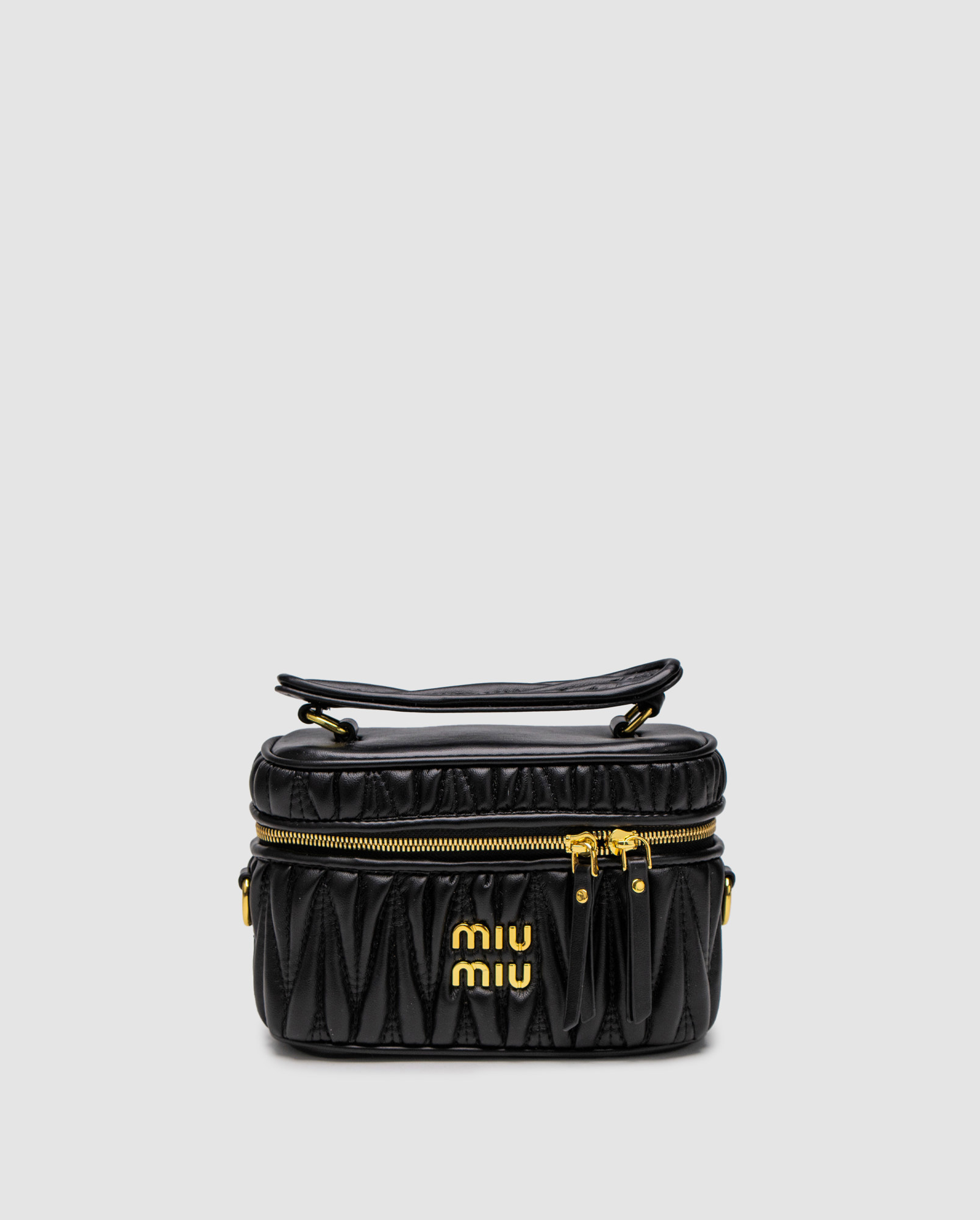 Miu Miu Matelassé Nappa Leather Vanity Bag Black - 2