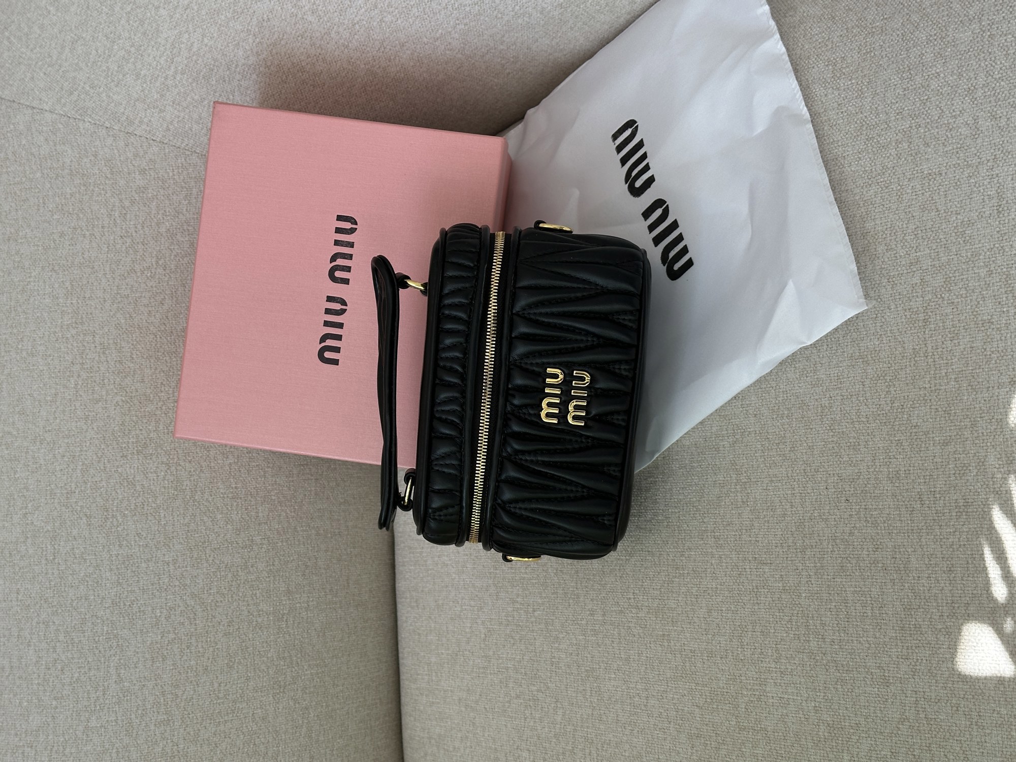 Miu Miu Matelassé Nappa Leather Vanity Bag Black - 8