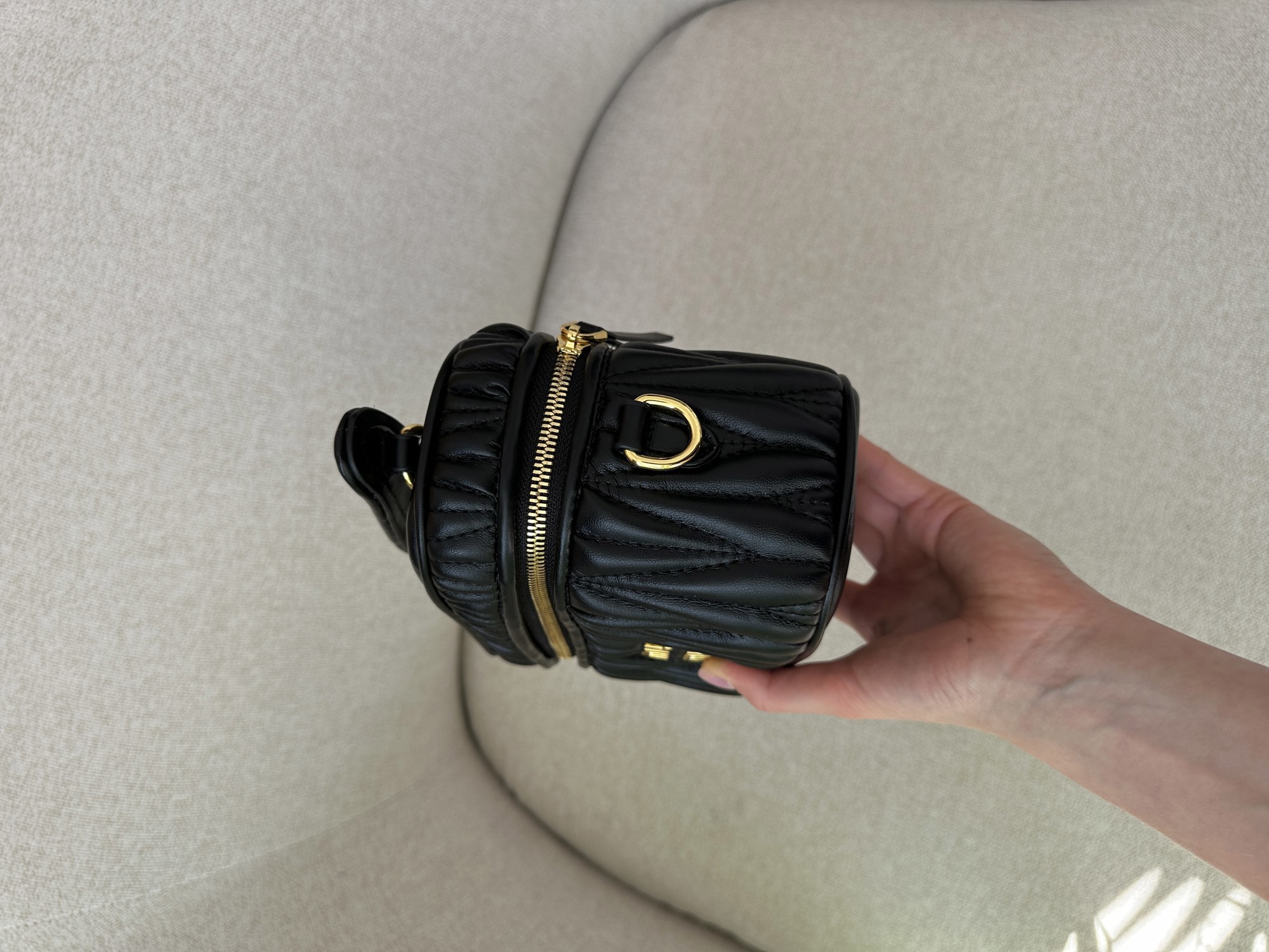 Miu Miu Matelassé Nappa Leather Vanity Bag Black - 13
