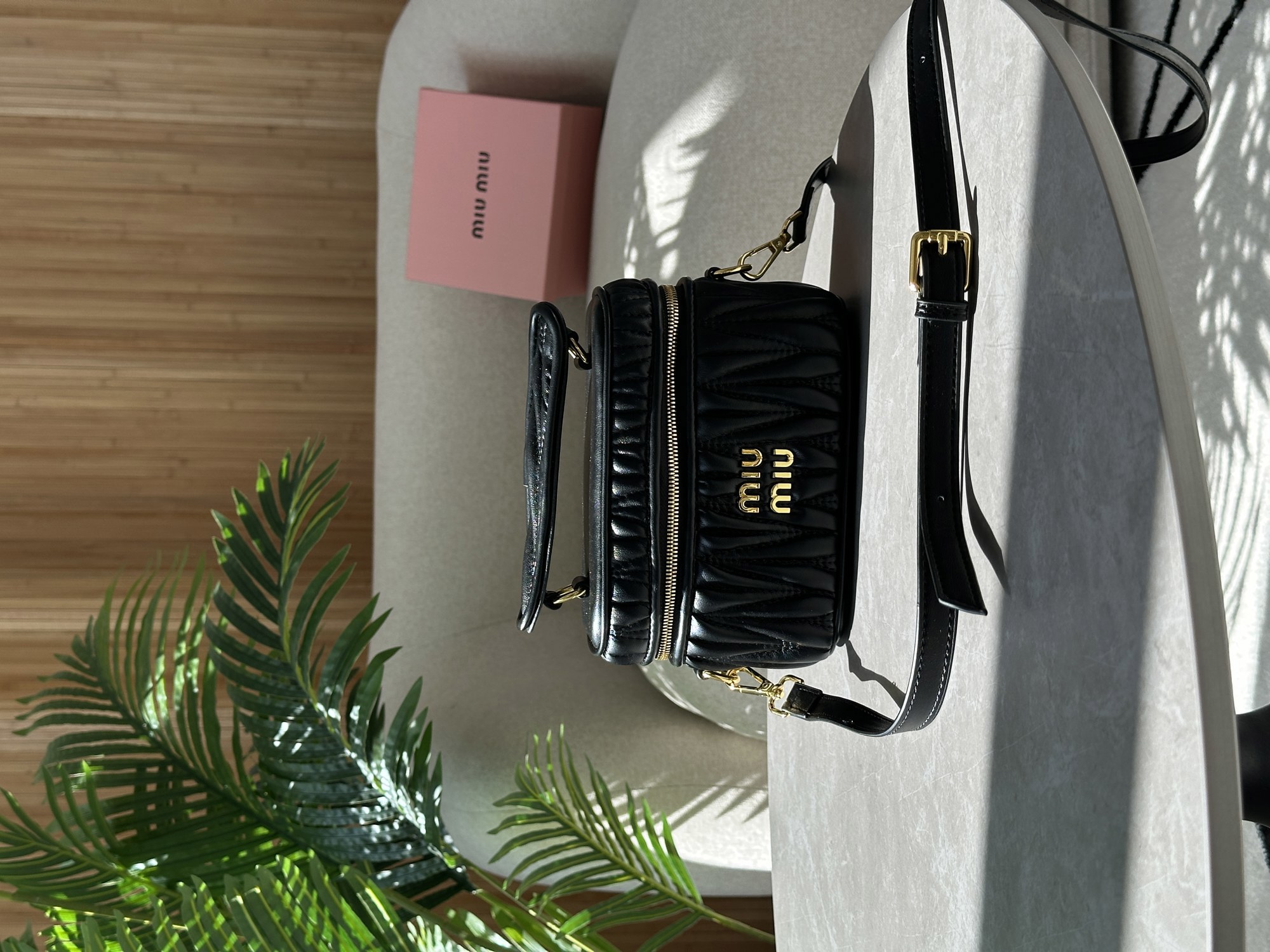 Miu Miu Matelassé Nappa Leather Vanity Bag Black - 11