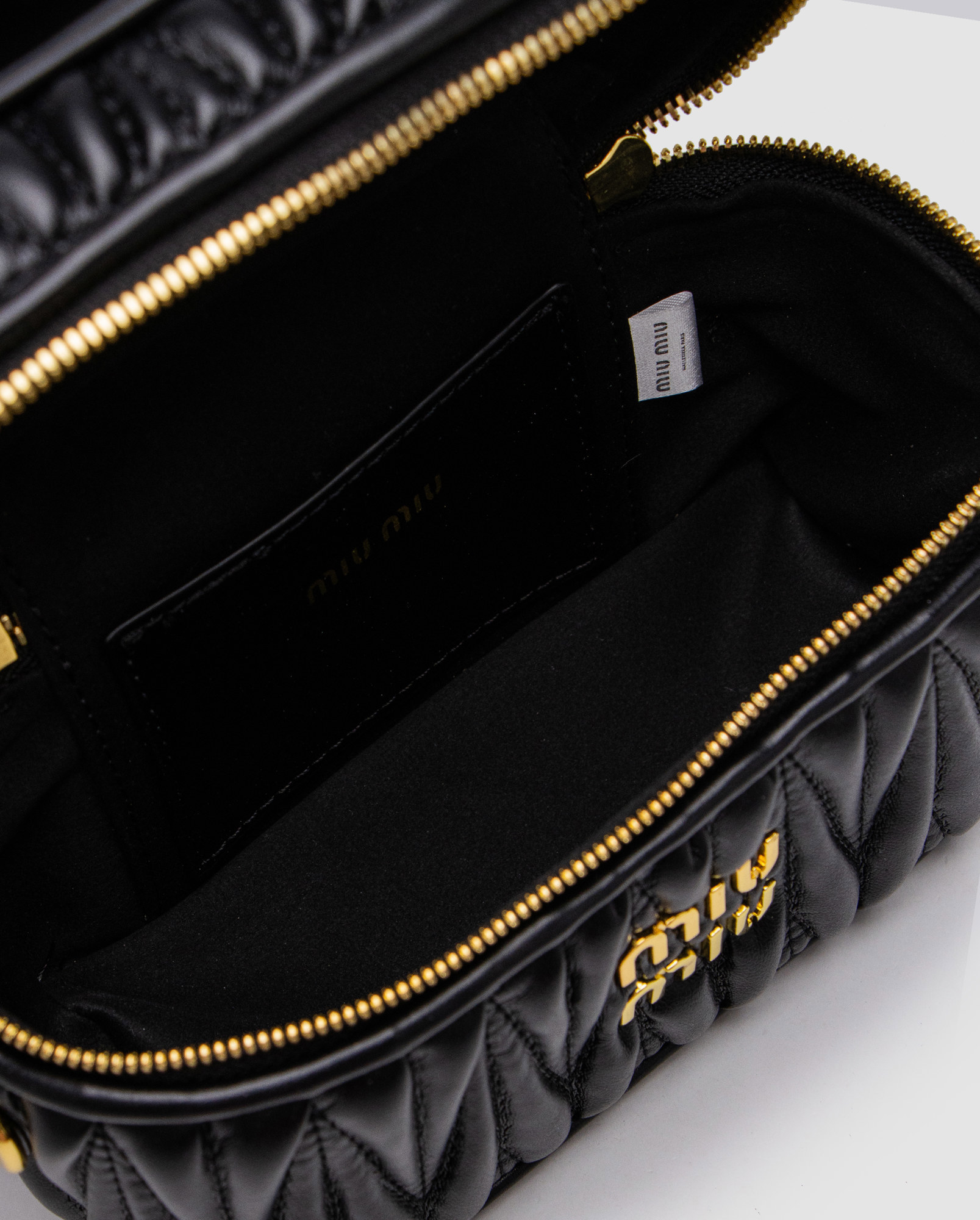 Miu Miu Matelassé Nappa Leather Vanity Bag Black - 6