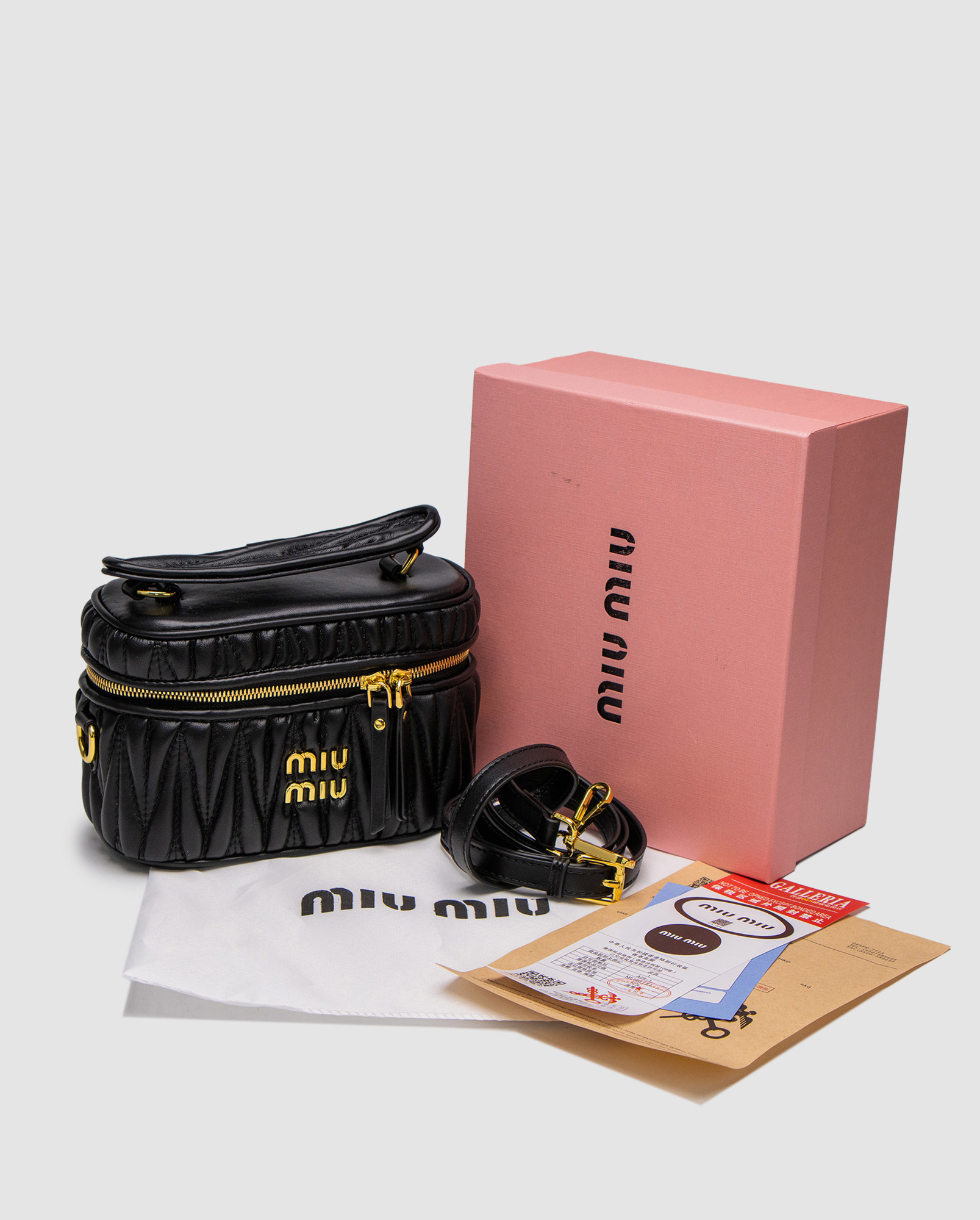 Miu Miu Matelassé Nappa Leather Vanity Bag Black - 7